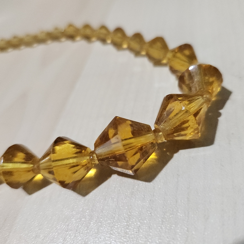 Vintage Circa 1960 Amber Glass Bead Necklace‎